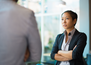 Tense conversation between co-workers