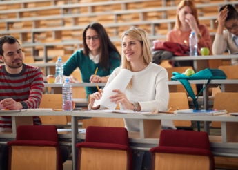 Happy student in class