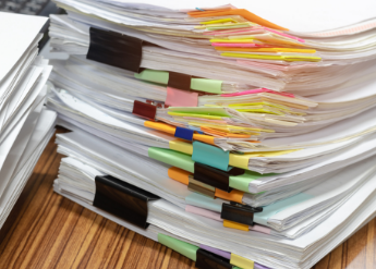 Pile of writing assignments