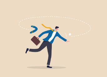 Illustration of business man throwing boomerang