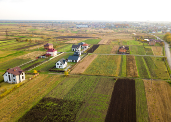 Aerial view of rural homes