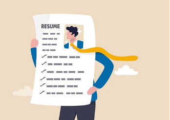 Illustration of man holding resume