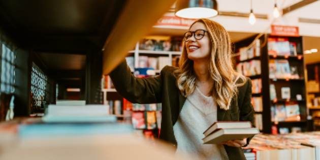 Woman shopping in bookstore